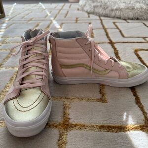 Pink and Gold High-Top Vans